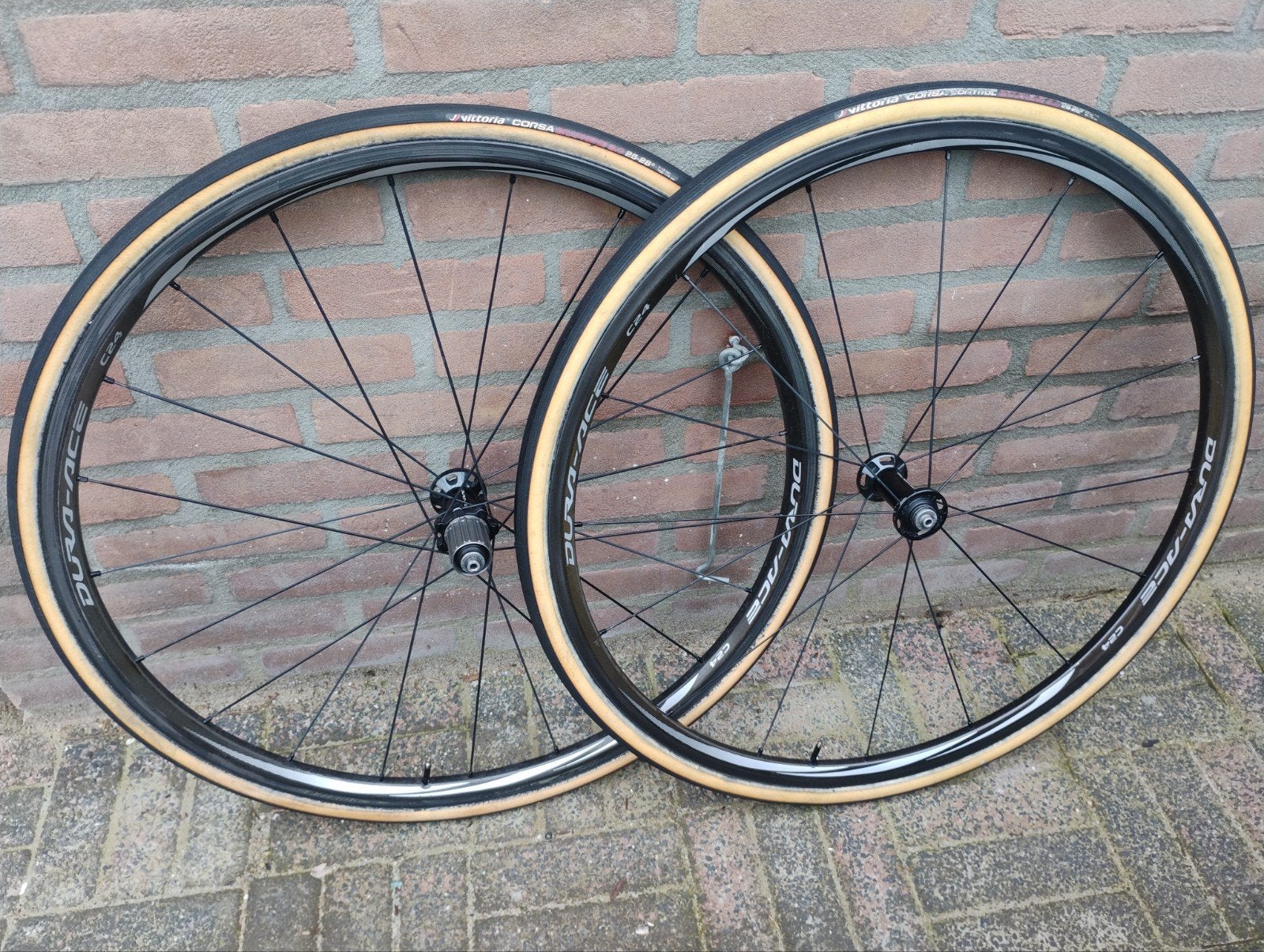 Dura-Ace WH-9000 C24 wielen met Vittoria Corsa banden, Fietsen en Brommers, Fietsonderdelen, Gebruikt, Aluminium, Ophalen, Wiel