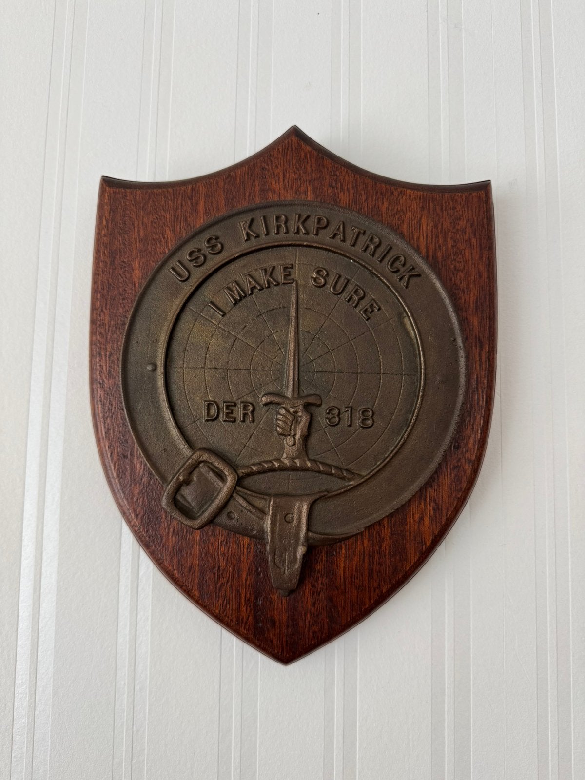 Zeldzame Vintage USS Kirkpatrick DER-318 Scheepsschild, Ophalen of Verzenden, Marine, Amerika
