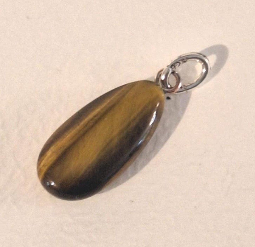 Zilver hanger tijgeroog zilveren kettinghanger edelsteen 925, Overige voorstellingen, Nieuw, Ophalen of Verzenden, Met edelsteen