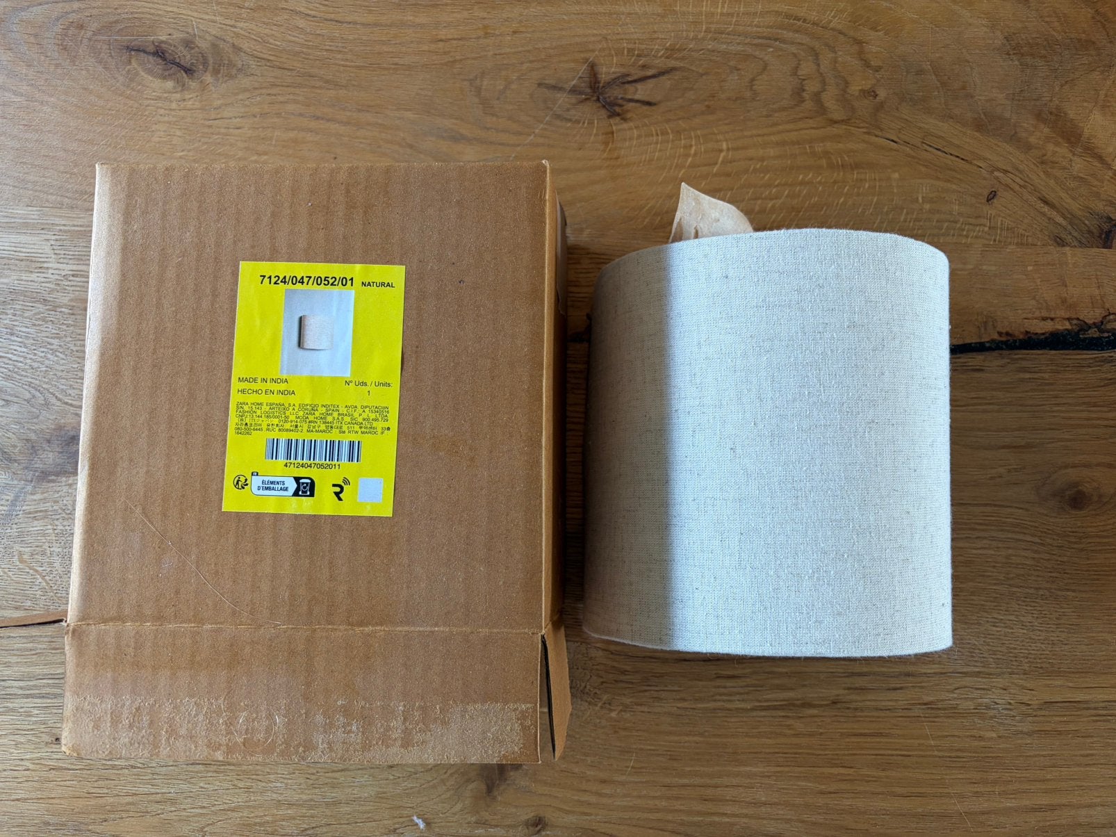 Wandlamp zara home linnen 2 stuks, Ophalen, Nieuw, Textiel, Beige