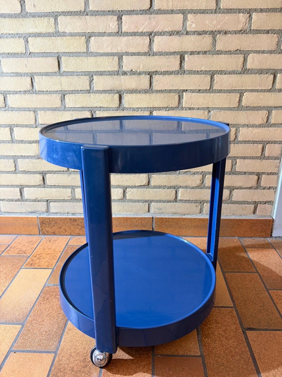 Vintage Italian Space Age blauwe kunststof trolly kar.754, Ophalen, Huis en Inrichting