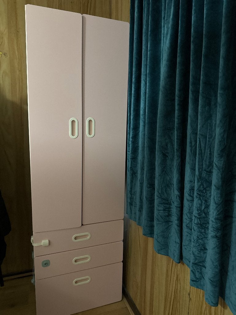 IKEA SMÅSTAD / PLATSA Kledingkast, wit roze met 3 lades, Gebruikt, 105 cm of meer, Ophalen of Verzenden, Minder dan 50 cm