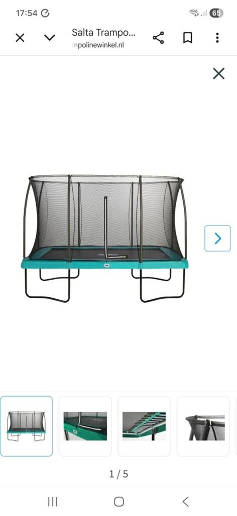 Trampoline 366x244 met veiligheidsnet en trapje, Ophalen, Gebruikt