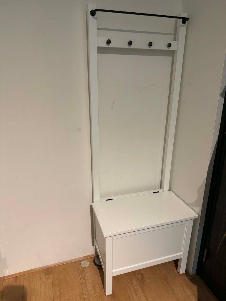 IKEA HEMNES Storage bench with coat hangers (white), Ophalen, Zo goed als nieuw