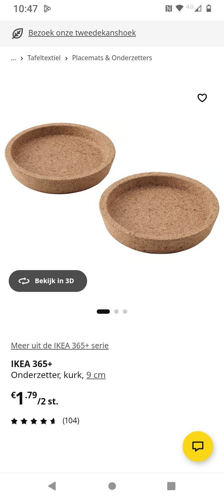 IKEA 365+ Onderzetters van kurk, 9 cm en 10 cm, nieuw, Kurk, Glasonderzetter, Nieuw, Hittebestendig