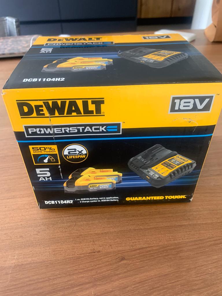DEWALT POWERSTACK set met accu 5,0 ah, Doe-het-zelf en Verbouw, Gereedschap | Machine-onderdelen en Toebehoren, Ophalen of Verzenden