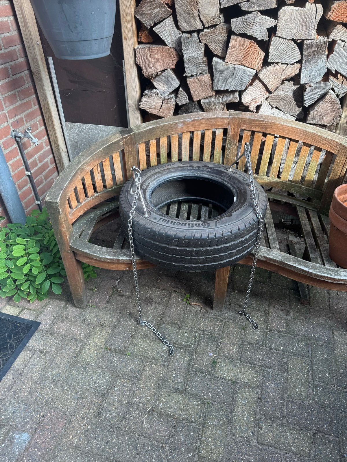 Autoband schommel met rvs kettingen, Ophalen of Verzenden, Gebruikt
