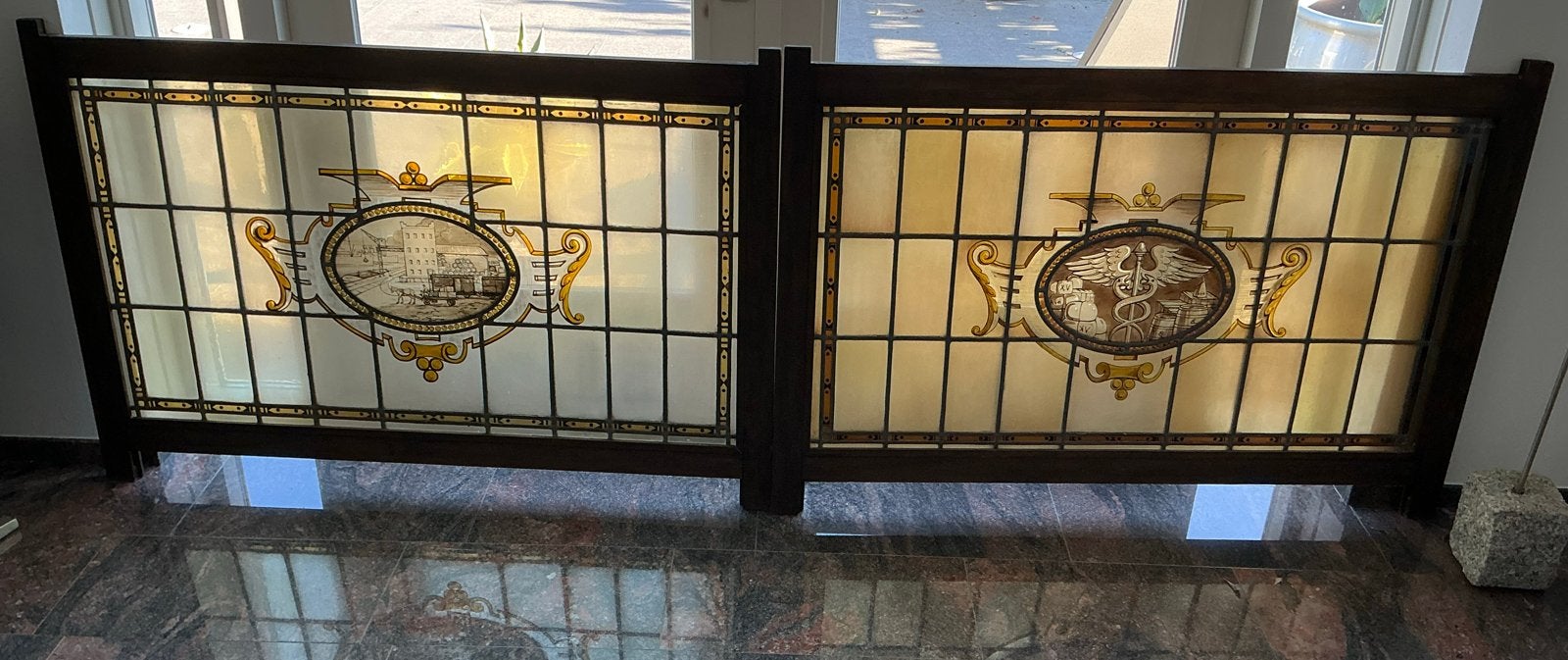 2x Glas-in-lood panelen 130x80 cm, Antiek en Kunst, Ophalen