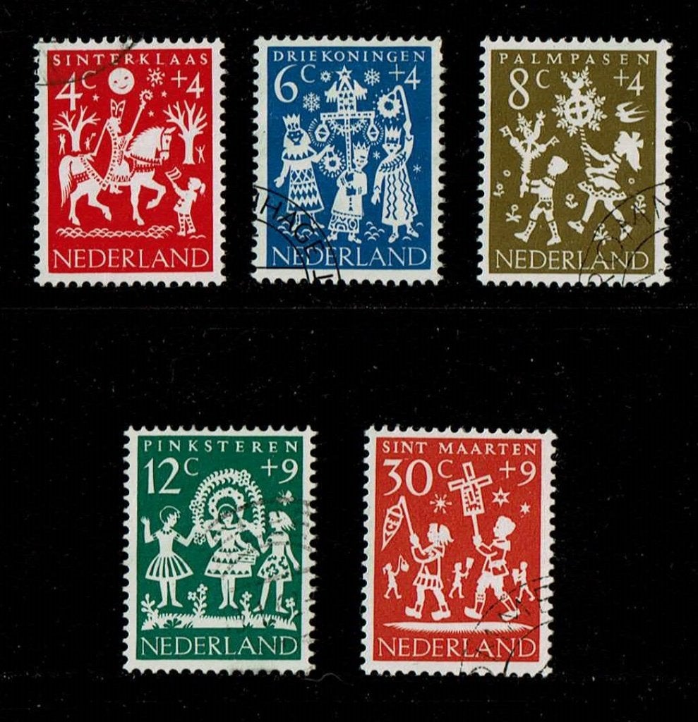 Nederland NVPH 759-763 gestempeld 1, Postzegels en Munten, Verzenden, Na 1940, Gestempeld