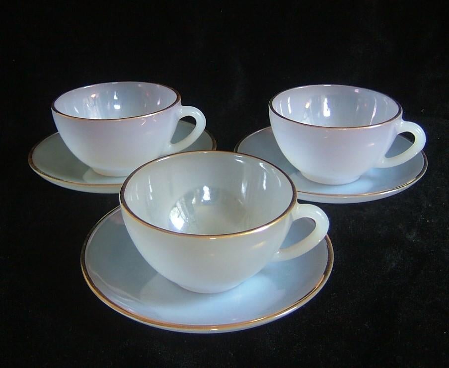 3 Arcopal France model Harlequin kop en schotels jaren 50, Ophalen of Verzenden