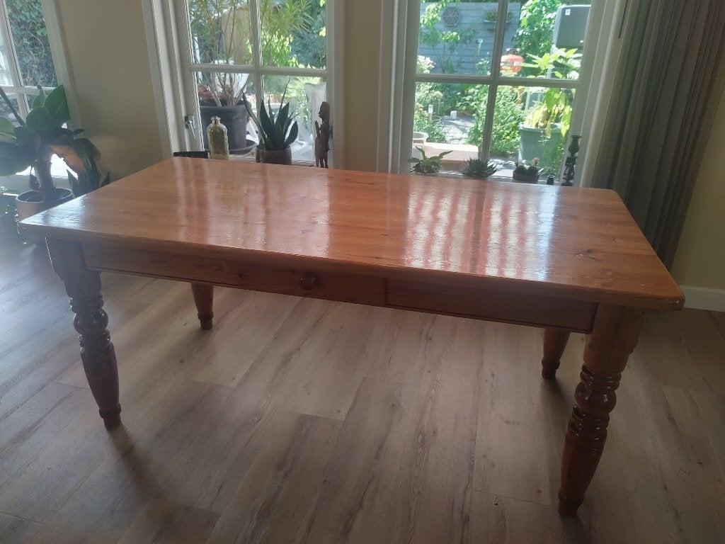 Grenen eettafel, Huis en Inrichting, Tafels | Eettafels, Ophalen, Gebruikt, 50 tot 100 cm, Vijf personen of meer