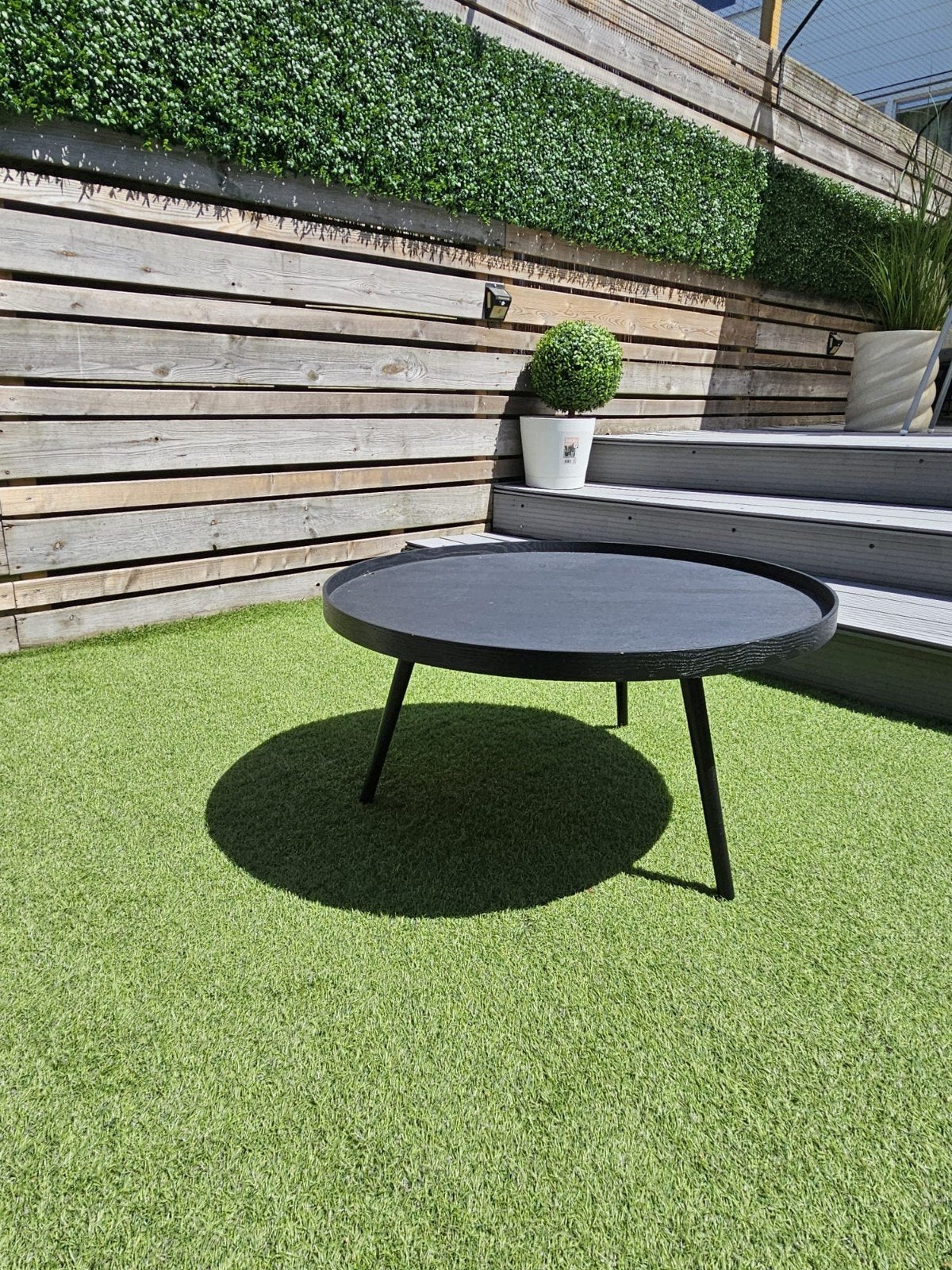 Woood bijzettafel Mesa rond zwart gelakt hout retro stijl, Ophalen, Minder dan 45 cm, Minder dan 55 cm, Rond