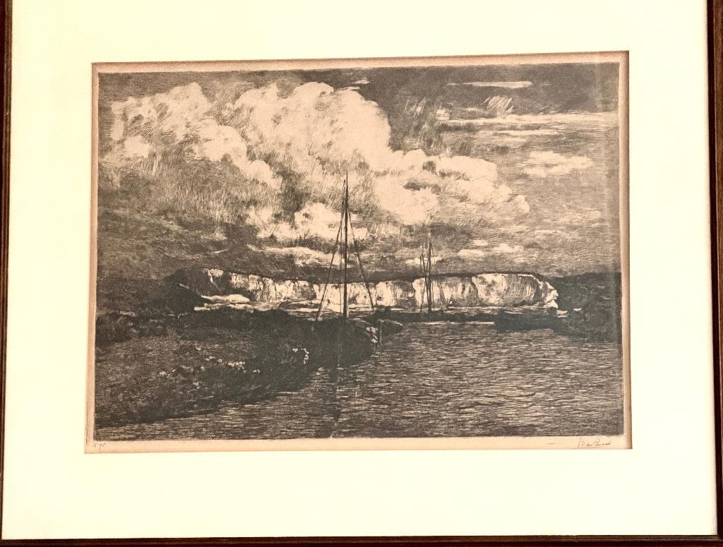 Ets van Willem de Zwart - Zandafgraving (en boten)., Antiek en Kunst, Kunst | Etsen en Gravures, Ophalen