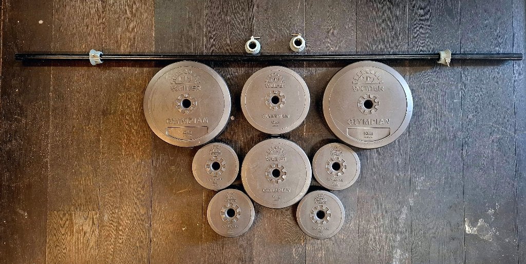 Halter met schijven, Ophalen, Gebruikt, Armen, Halterset