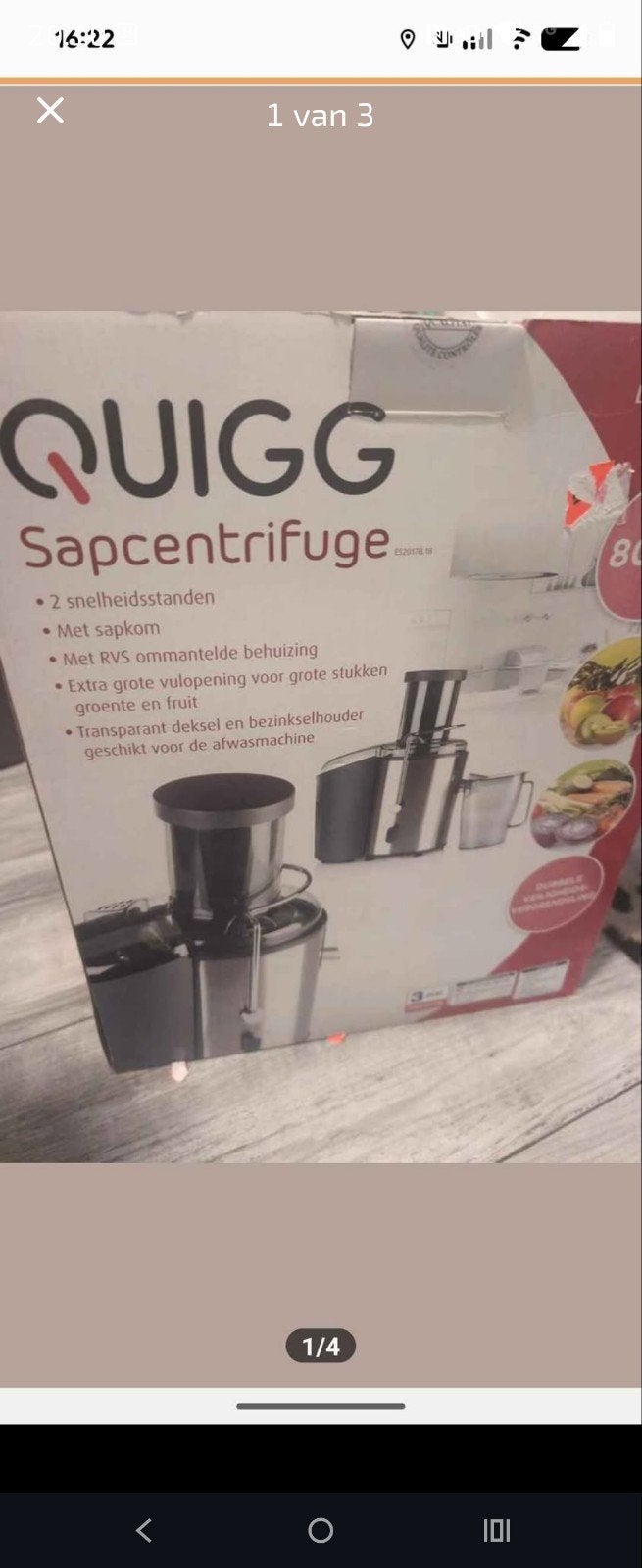 QUIGG Sapcentrifuge 800W - 2 snelheden, Witgoed en Apparatuur, 1 tot 2 liter, 2 snelheden, Nieuw, Ophalen of Verzenden