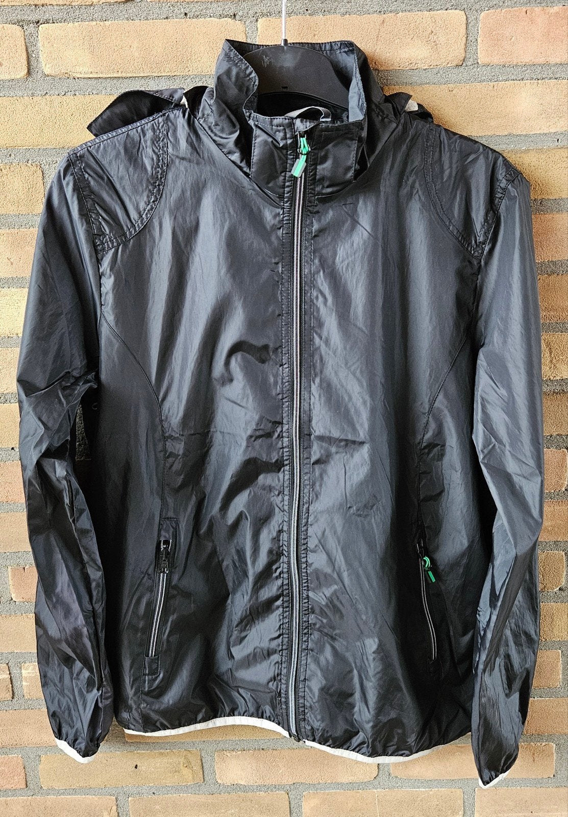 Windjack met capuchon en voering, Maat 48/50 (M), Zwart, Printer, Ophalen of Verzenden