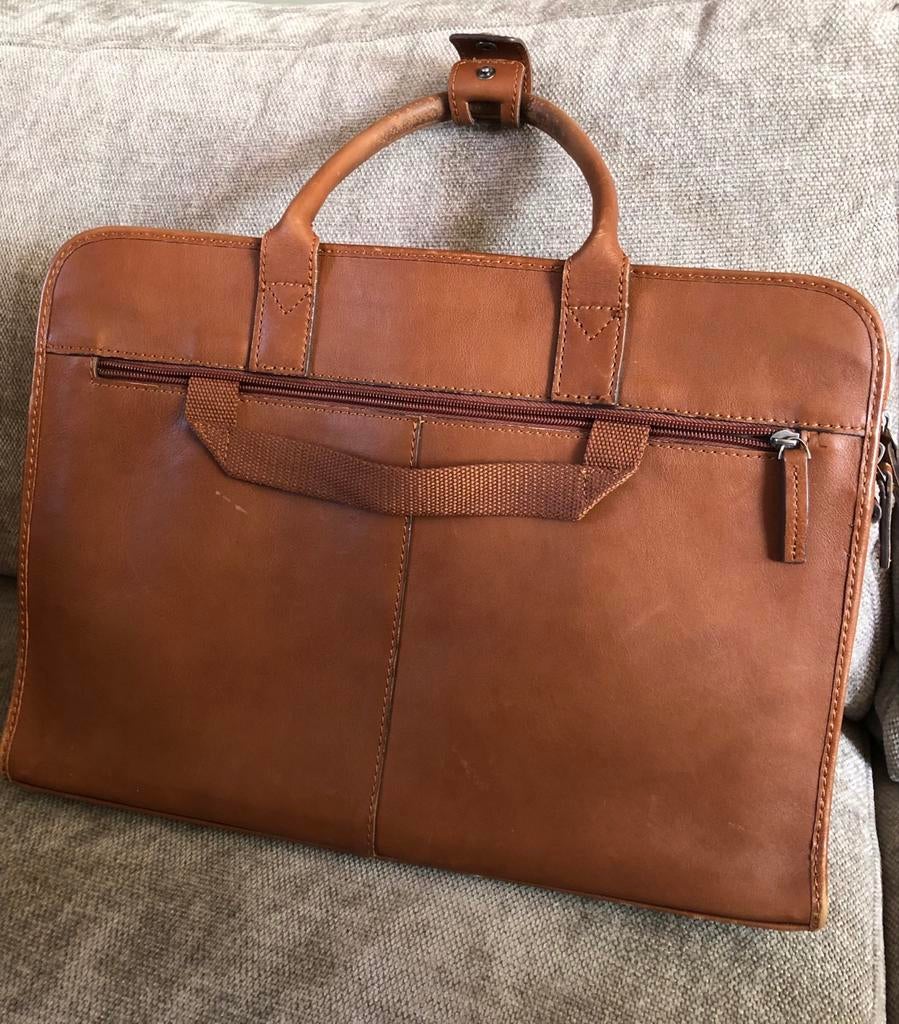 Leren Laptoptas Castelijn & Beerens - Bruin, Computers en Software, Laptoptassen, Gebruikt, Aktetas, 15 inch, Castelijn & Beerens