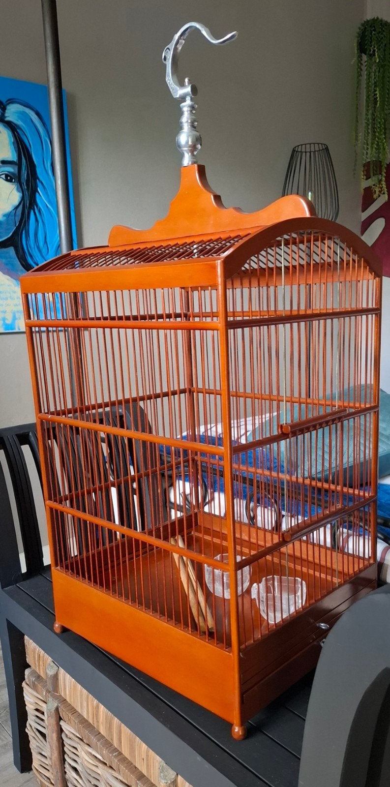 Handgemaakte Bamboe vogelkooi, Ophalen, Zo goed als nieuw, Overige materialen, Vogelkooi