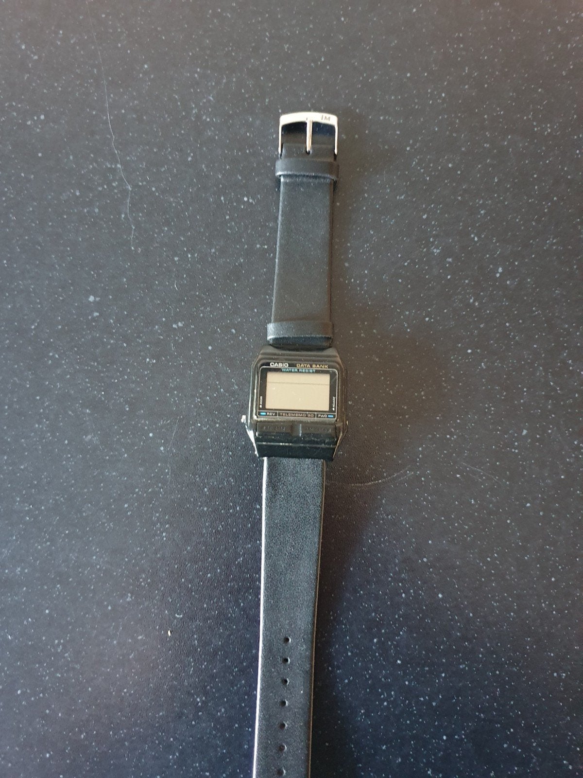 Casio Data Bank Telememo 30 Horloge - Zwart Leer, Overige merken, Kunststof, Polshorloge, Ophalen of Verzenden