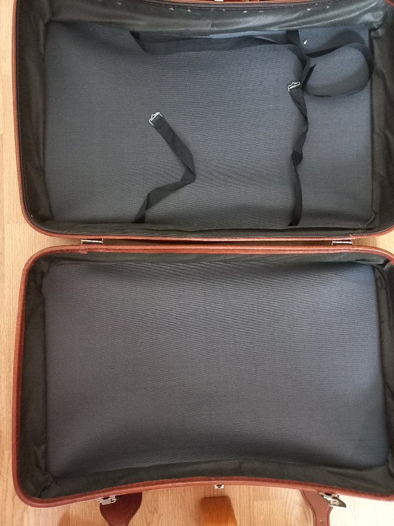 Nostalgische grote skai koffer bruin, Ophalen, Overige materialen, 45 tot 55 cm, Slot