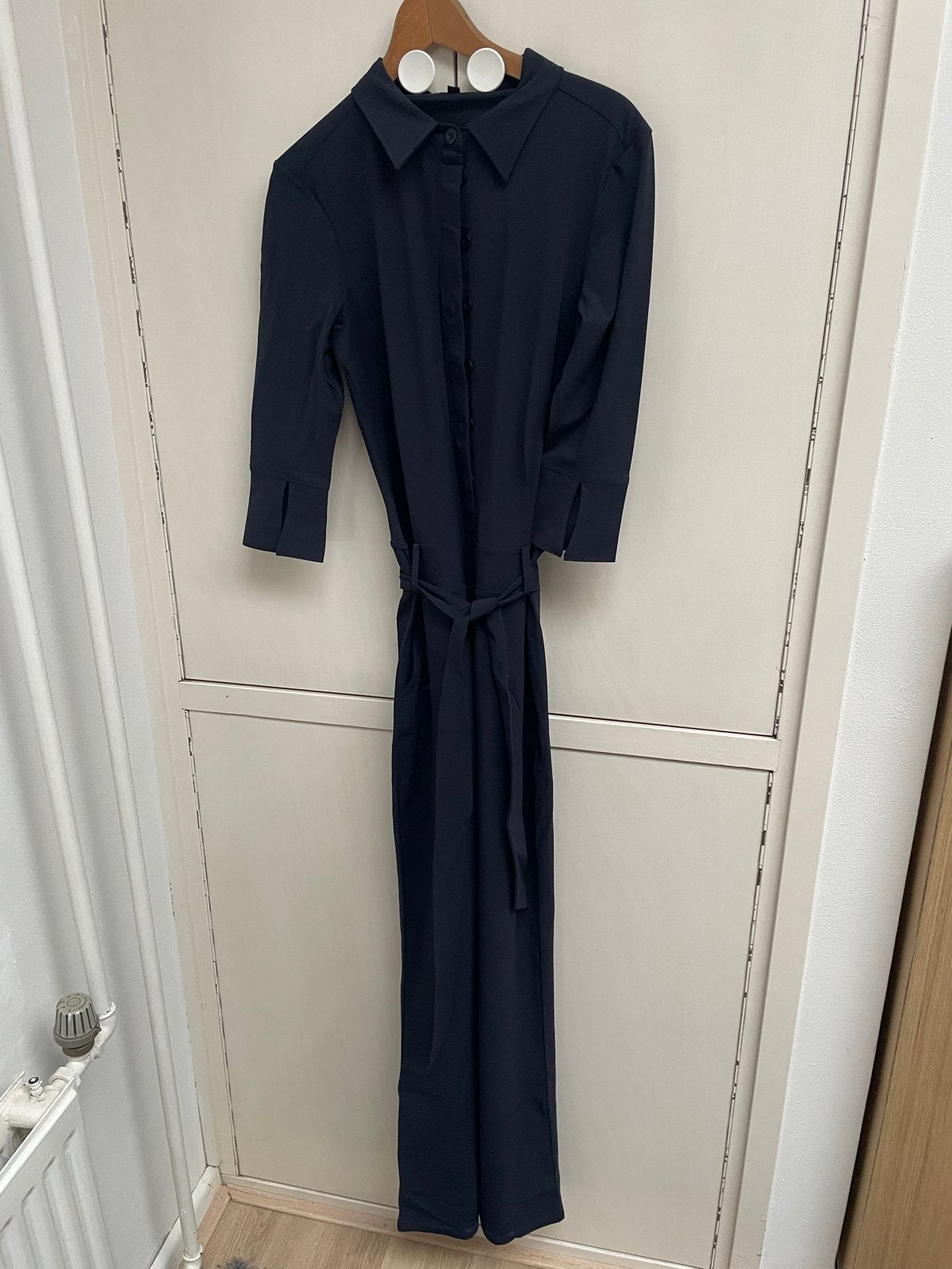 Mi Piace Jumpsuit Maat S - Donkerblauw, Verzenden, Zo goed als nieuw, Maat 36 (S), Blauw