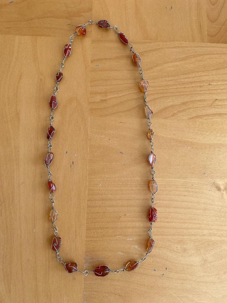 Prachtige agaath edelsteen Ketting in zilver, Sieraden, Tassen en Uiterlijk, Kettingen, Ophalen of Verzenden, Zo goed als nieuw