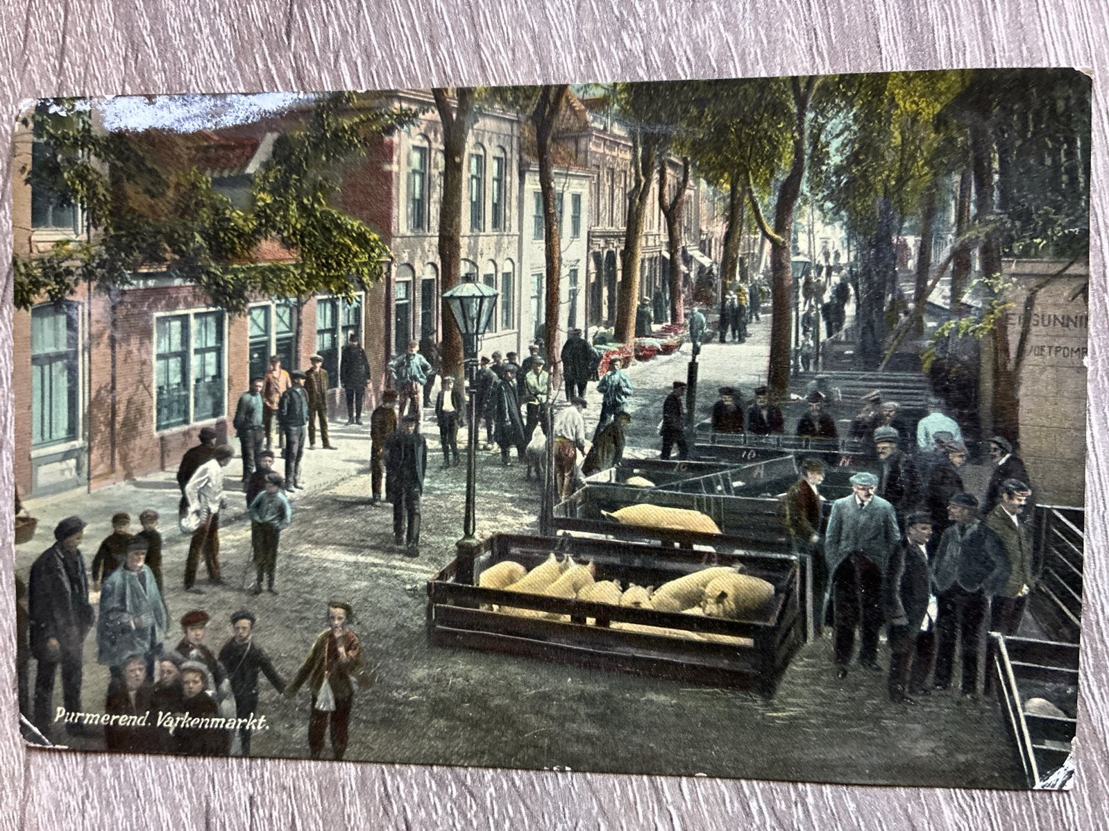 Oude ansichtkaart Purmerend Koemarkt 1919, Verzamelen, Ansichtkaarten | Nederland, Ophalen of Verzenden, Voor 1920, Gelopen, Noord-Holland