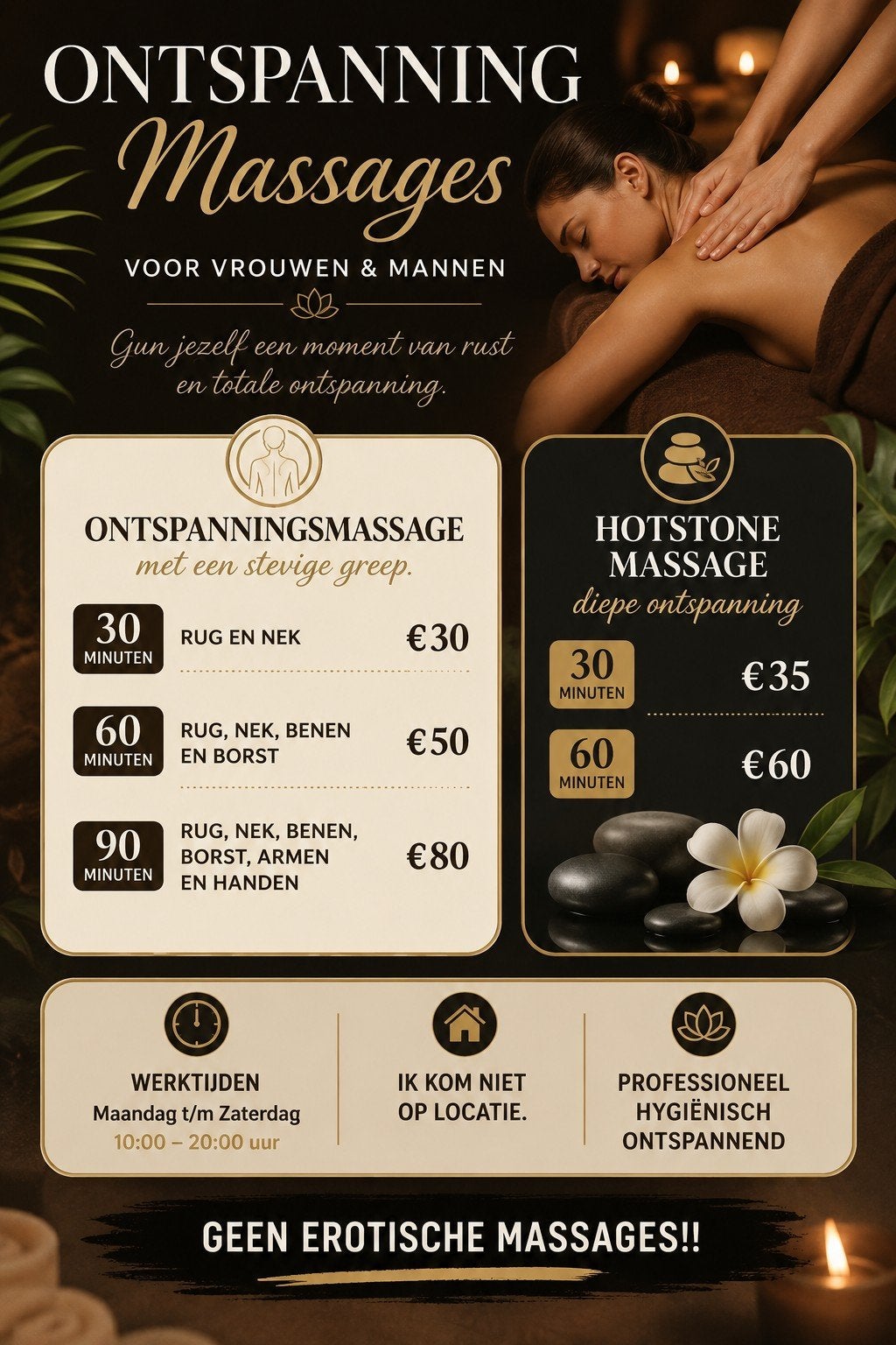 ONTSPANNINGSMASSAGES, Ontspanningsmassage