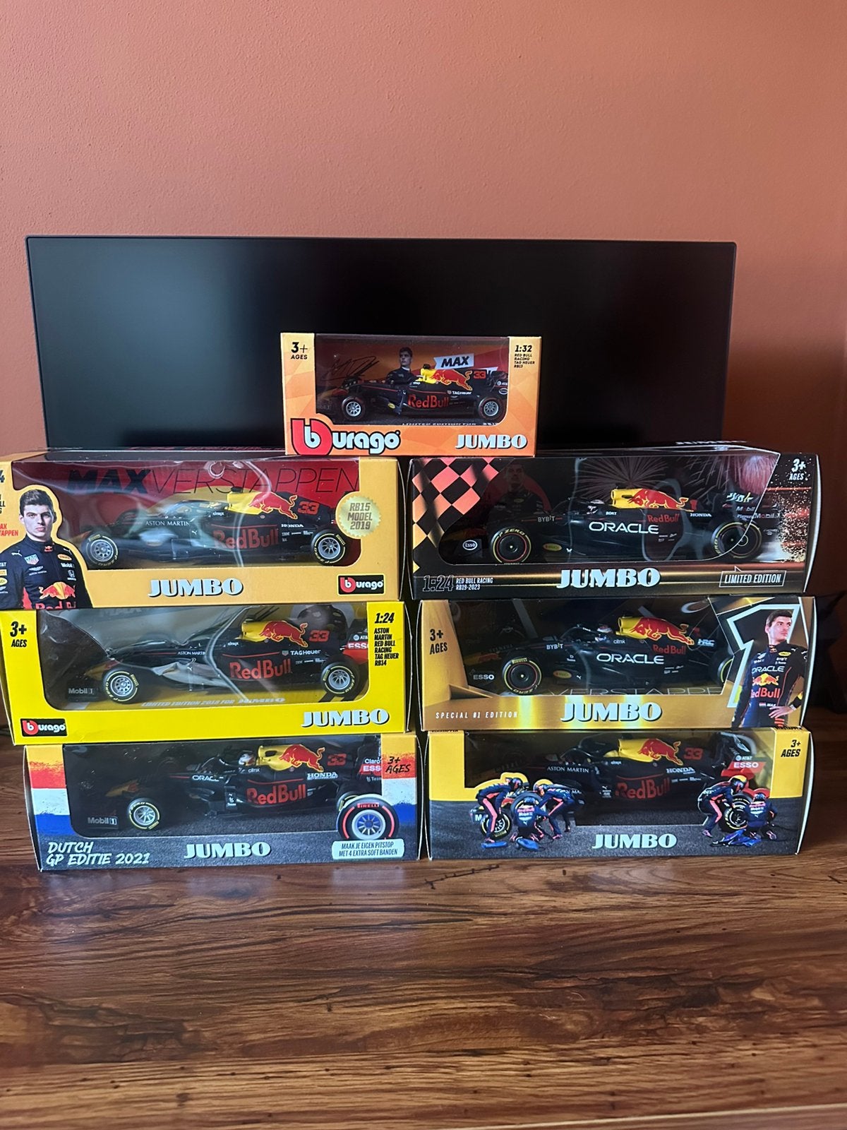 Complete Jumbo Max Verstappen Bburago auto collectie, Ophalen of Verzenden, Zo goed als nieuw, Bburago