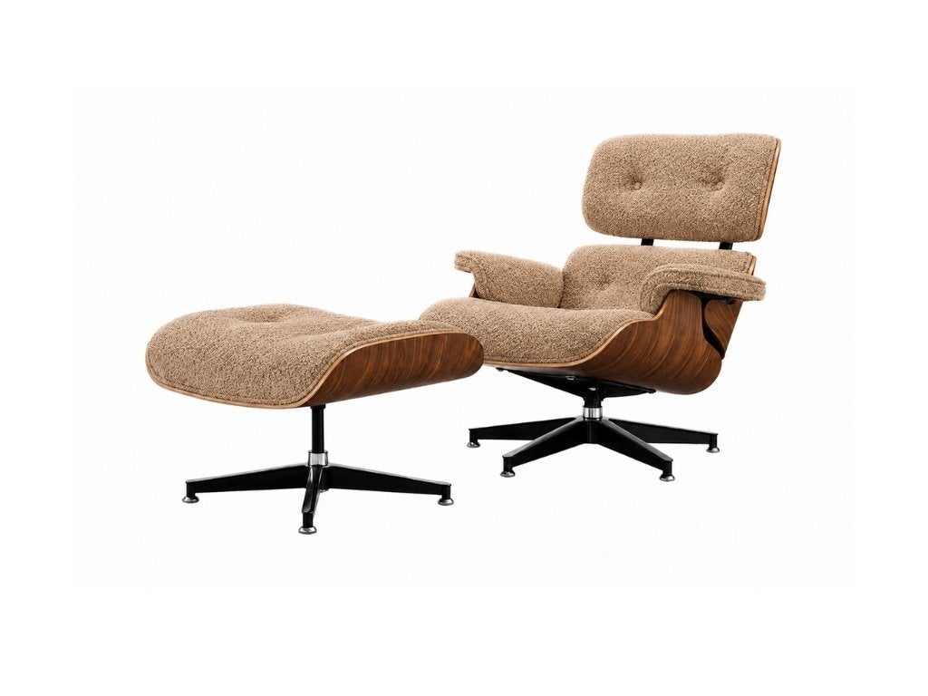 Lounge Chair - Set - Wit/Bruin Teddy Stof - XL - Fauteuil, Info@meubelcasa.nl, Lounge Chair, Nieuw, Ophalen of Verzenden