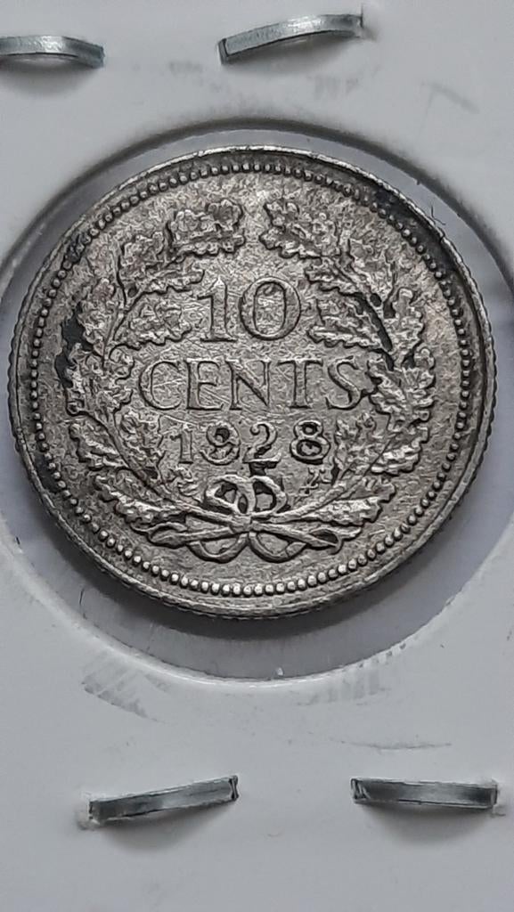 Nederland 10 cents 1928 (Zilver), Zilver, Ophalen of Verzenden, 10 cent, Koningin Wilhelmina