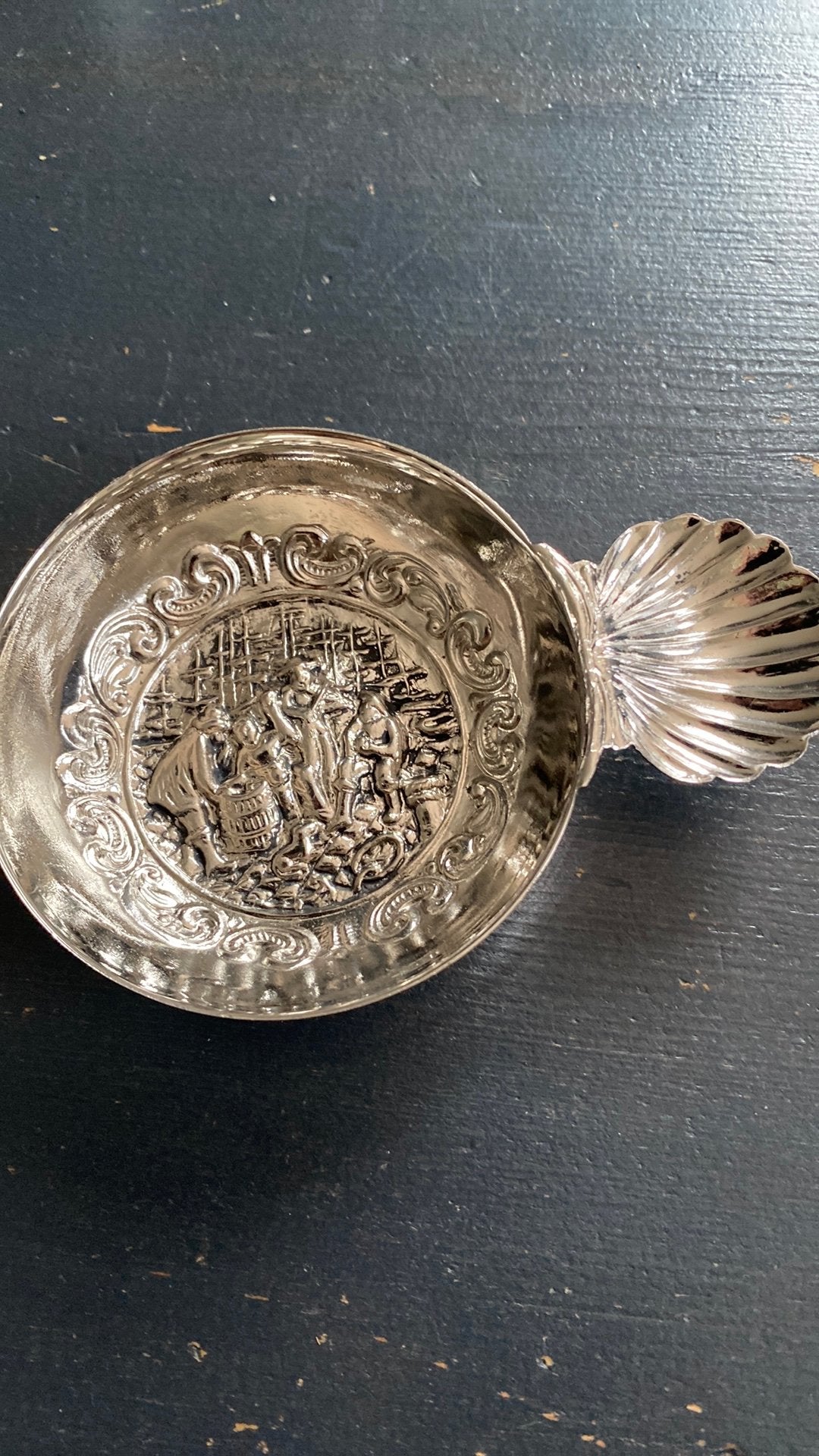 Wijnproefbakje, tastevin verzilverd, Ophalen of Verzenden, Overige materialen, Overige stijlen, Schaal of Schalen