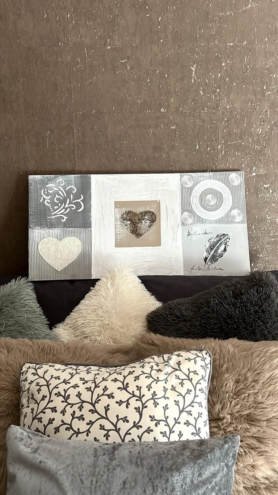 Mooie muur decoratie 78x38 cm, Gebruikt, Decoratieobject, Ophalen of Verzenden, Grijs