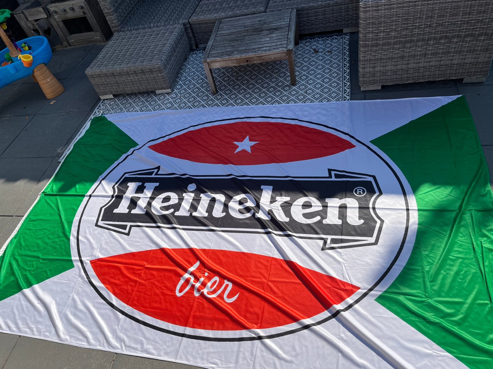 Heineken vlag XL 293cm x 190cm, Ophalen of Verzenden, Zo goed als nieuw, Reclamebord, Plaat of Schild, Heineken