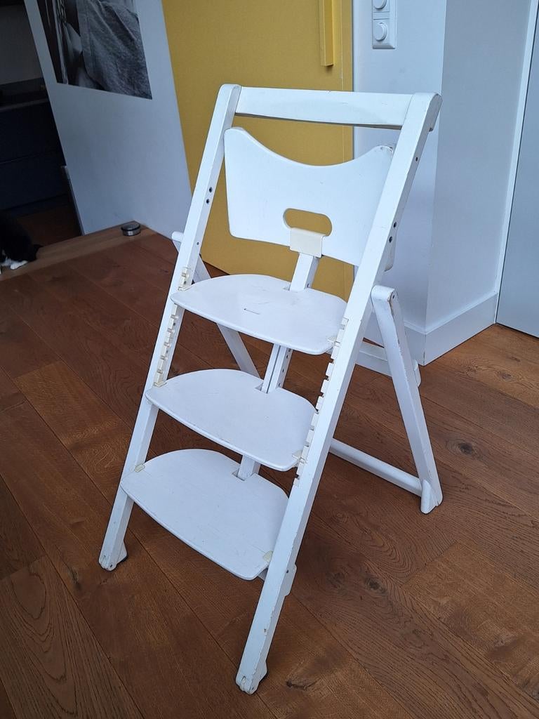 Houten kinderstoel, opklapbaar.  Type tripp trapp, Kinderen en Baby's, Kinderstoelen, Ophalen, Gebruikt, Meegroeistoel