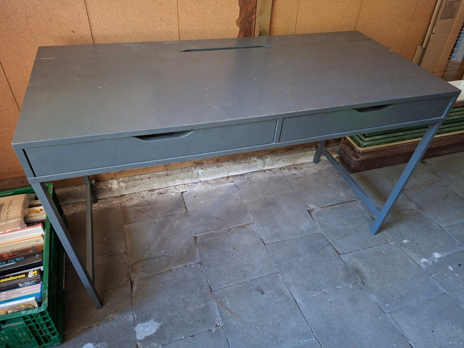 Gratis grijs bureau met lades, Ophalen, Gebruikt, 120 cm, Met lades