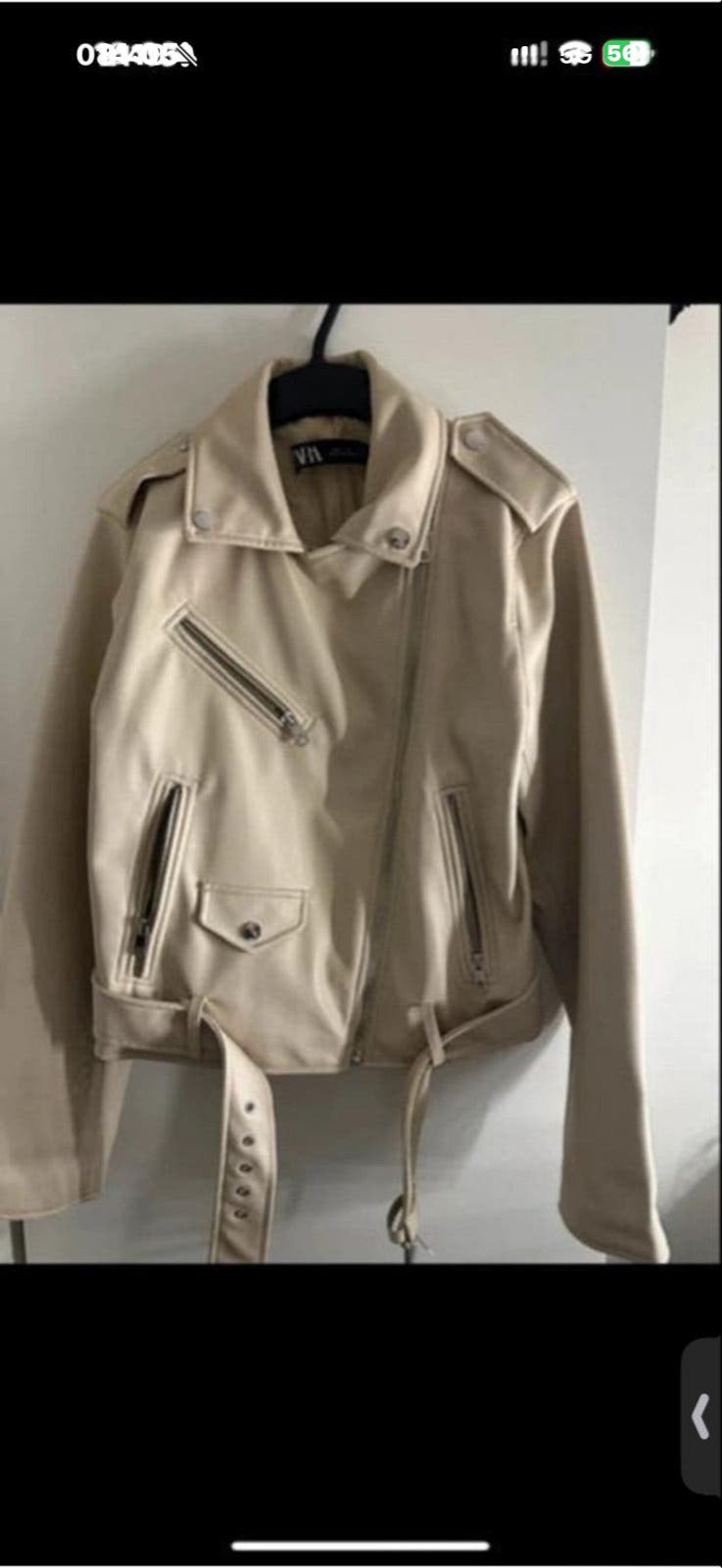 Zara beige bikerjack maat L, Ophalen of Verzenden, Zo goed als nieuw, Maat 42/44 (L), Beige