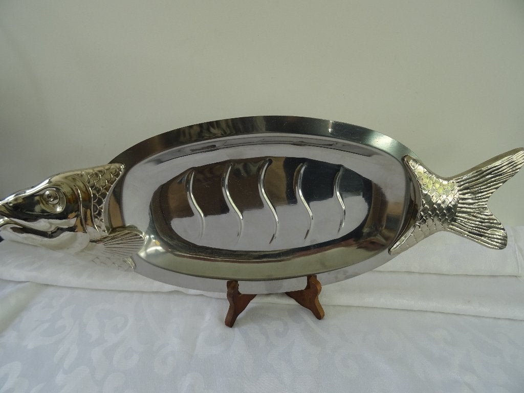 Vintage grote vis schaal visschaal vissen serveerschaal, Overige materialen, Overige merken, Ophalen of Verzenden, Overige stijlen