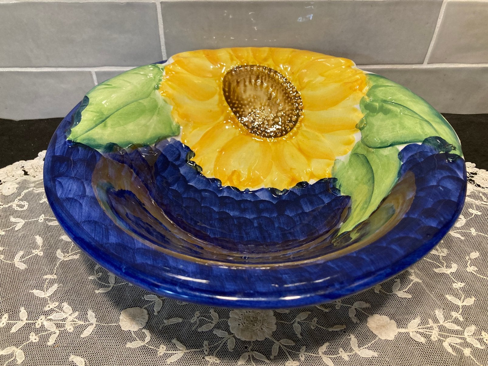 Italiaanse schaal zonnenbloem (091025), Gebruikt, Ophalen of Verzenden, Schaal of Schalen, Overige stijlen