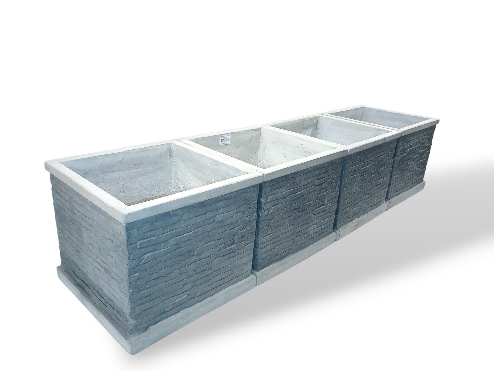 4x Nieuwe Jambi Brick Cube Grijze Bloembakken - D40H35, Ophalen, Minder dan 60 cm, Vierkant, Nieuw