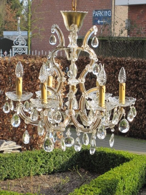 Mooie antieke kroonluchter, 6 lichtpunten, Ophalen