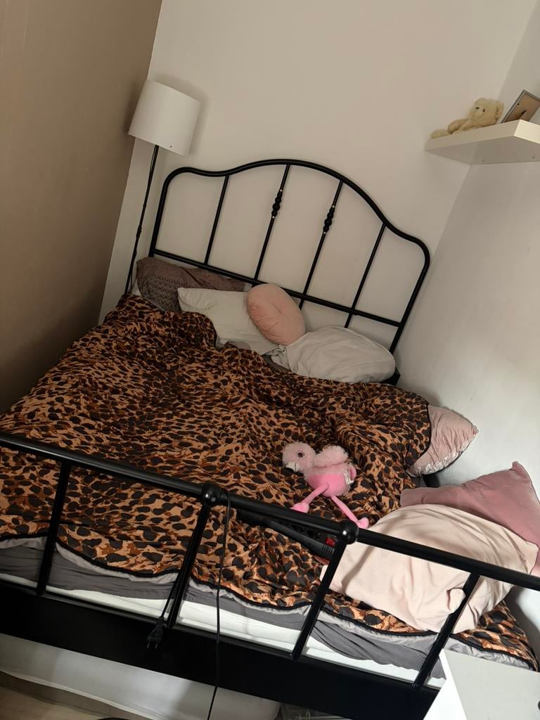 IKEA SAGSTUA bed 140x200, Wit, Tweepersoons, Zo goed als nieuw, Hout