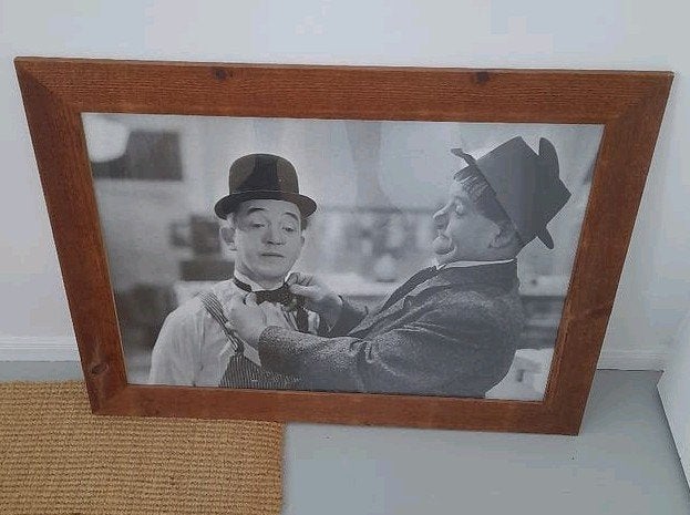 schilderij laurel en hardy/ dikke en dunne, 50 – 75, Gebruikt, Ophalen of Verzenden, Schilderij