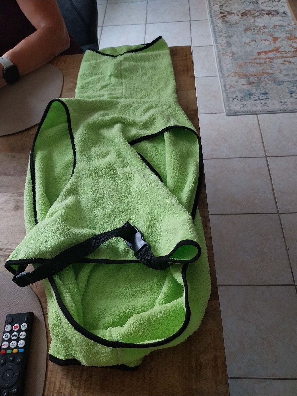 honden badjas groen Maat L, Ophalen of Verzenden, Zo goed als nieuw, Hondenjas