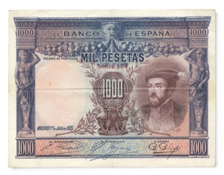 Spanje 1.000 Pesetas 1925, Ophalen of Verzenden, Overige landen, Los biljet