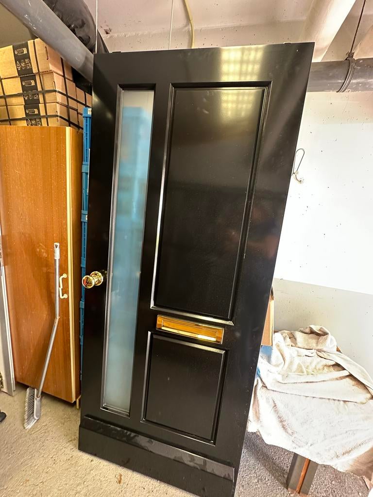 Weekamp buitendeur met isolatieglas, zwart, Ophalen, 80 tot 100 cm, 215 cm of meer, Nieuw