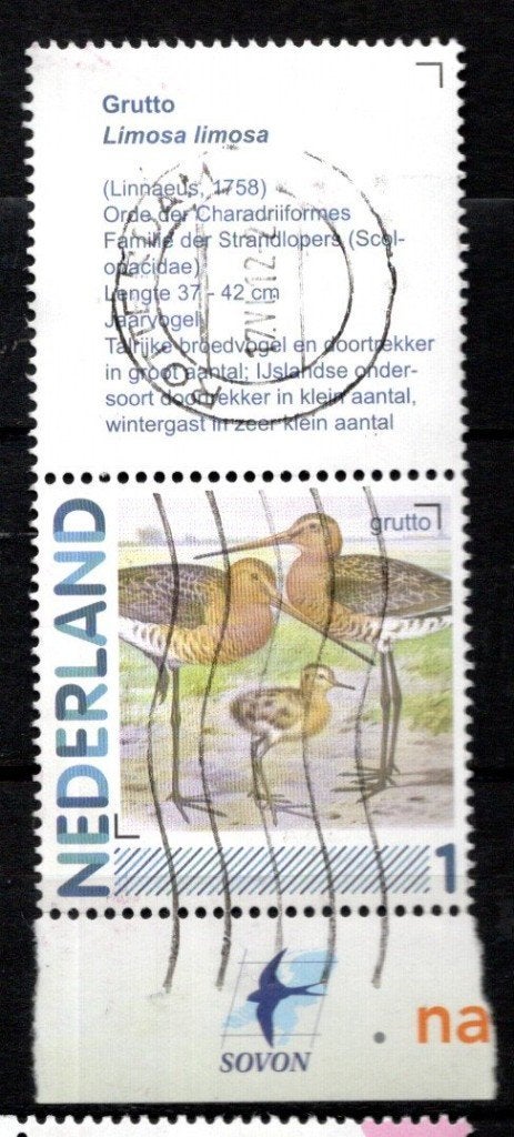 gestempelde zegel. persoonlijke: Vogeltje met aanhangsel, Ophalen of Verzenden, Na 1940, Gestempeld