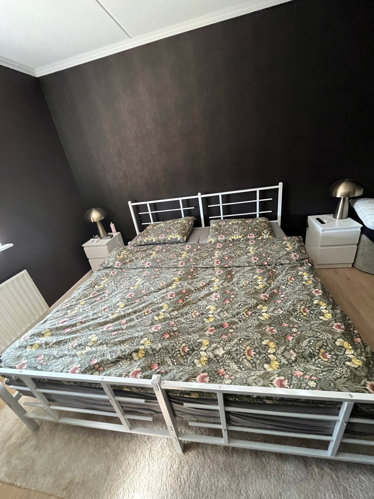 Tweepersoonsbed wit metaal 180x200 cm, Ophalen, Gebruikt, Wit, Tweepersoons