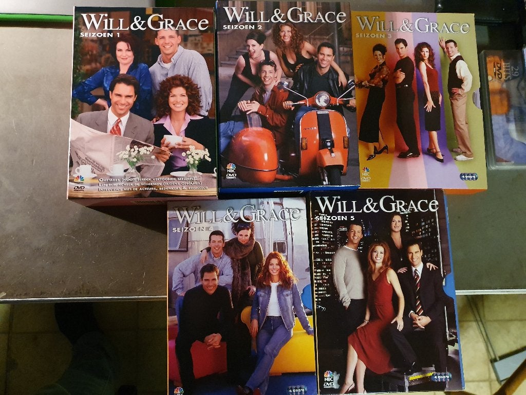 Will & Grace seizoen 1 t/m seizoen 5 ( 18 DVD's ), Alle leeftijden, Ophalen, Zo goed als nieuw, Komedie