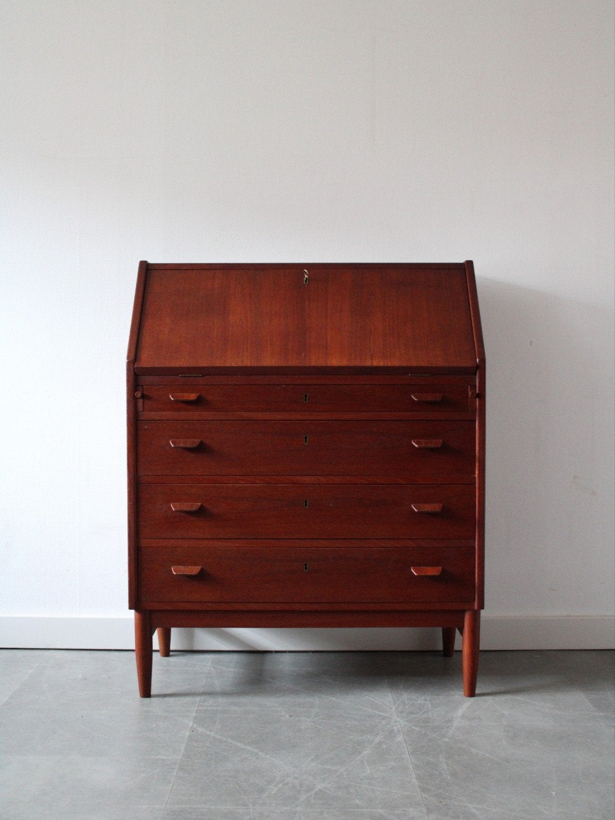 Vintage Deense secretaire in teak, Huis en Inrichting, Kasten | Secretaires, Onbekend, Ophalen of Verzenden, Zo goed als nieuw